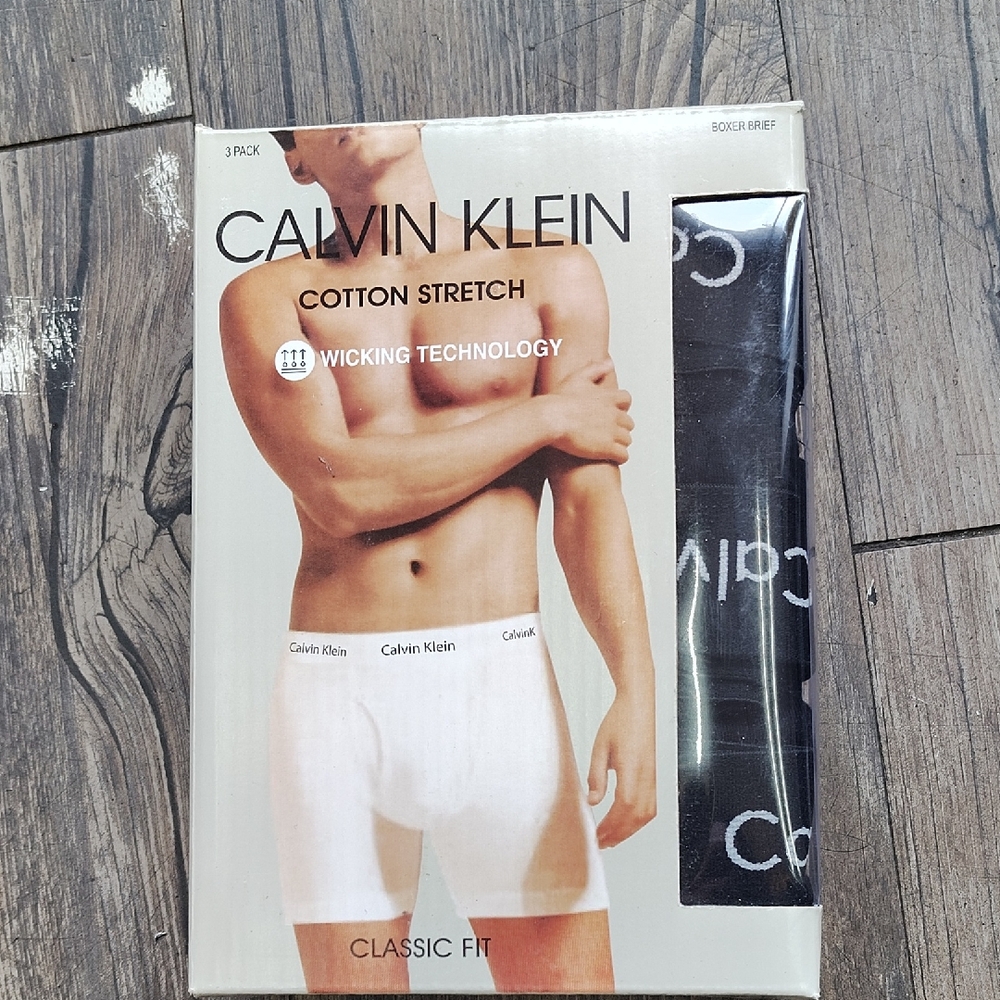 Calvin Klein Cotton Stretch Boxer Briefs - White & Black (3-Pack)
